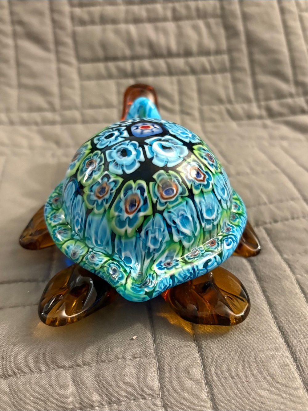 Millefiori Sea Turtle Art Glass Paperweight Figurine - Picture 4 of 13